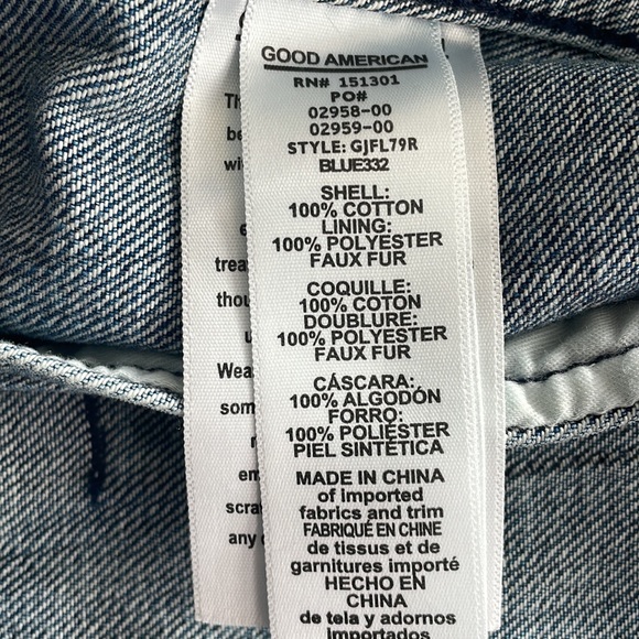 Good American the Luxe touch faux fur trim denim jacket - Picture 8 of 17